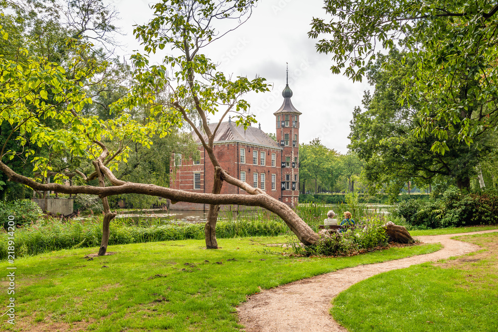 Wall mural meandering path in a park