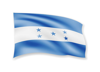 Waving Honduras flag on white. Flag in the wind.