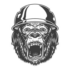 Angry gorilla in monochrome style