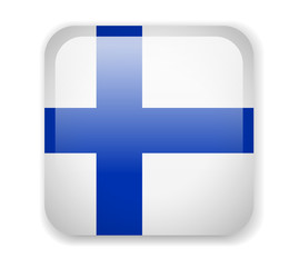 Finland flag. Square bright Icon on a white background
