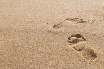 Fototapeta na wymiar footprints in the sand on the beach
