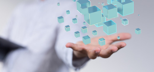 hand point in the center of media