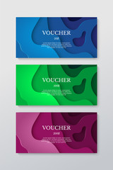 Fototapeta premium Gift voucher set isolated on gray background. Vector design templates.