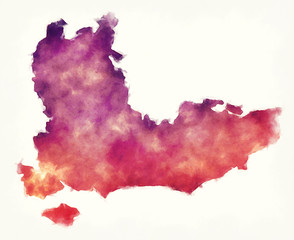 Obraz premium South East England UK watercolor map in front of a white background