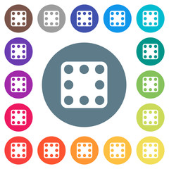 Domino eight flat white icons on round color backgrounds