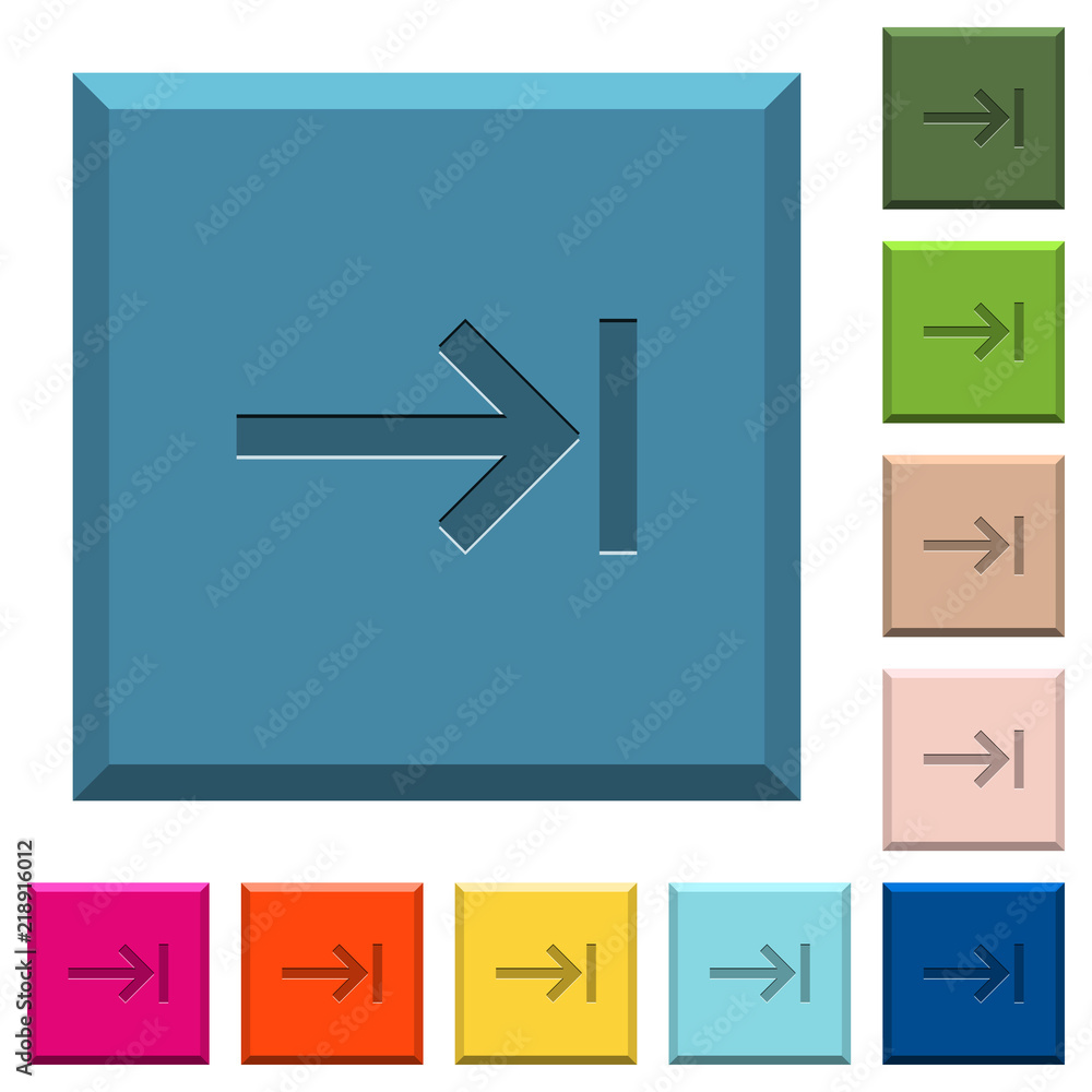 Poster keyboard tab engraved icons on edged square buttons