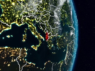 Albania from space at night