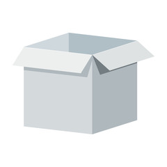 Big white open box template. Packaging for gifts, parcels, various goods. Flat vector cartoon illustration. Objects isolated on a white background.
