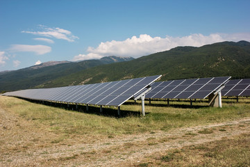 Solar collectors, transforming solar energy into electricity on the mountain