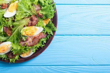 Fresh salad with bacon