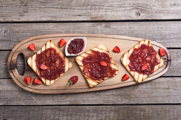 Toast with strawberry jam
