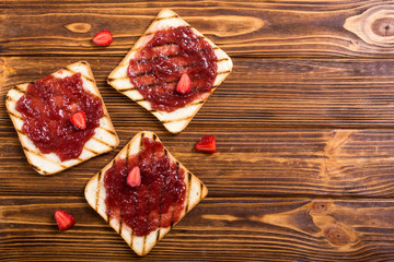 Toast with strawberry jam