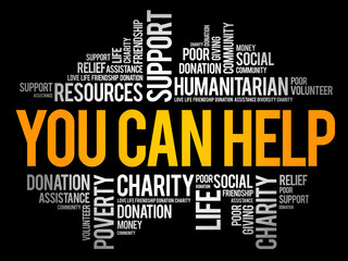 You can help word cloud collage, business concept background
