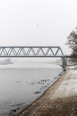 Deventer Bridge Covered In Snow