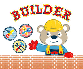 Vector illustration of funny builder cartoon
