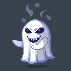 Illustration of a white terrific ghost