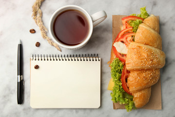 Croissant with vegetables