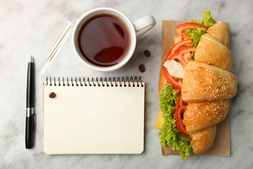 Croissant with vegetables