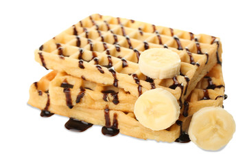 Belgian waffle with banana