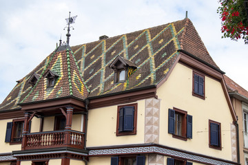 Fototapeta na wymiar Obernai. Maison typique alsacienne à colombages. Alsace, Bas Rhin. Grand Est