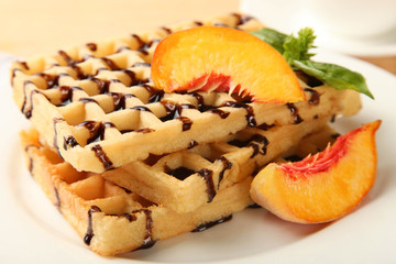 Belgian waffle with apricot