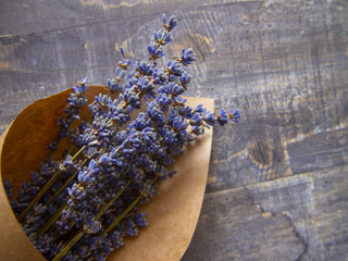 lavender on wood surface