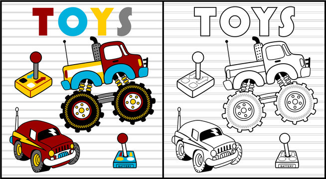Coloring book vector with kids toys cartoon