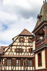 Fototapeta na wymiar Obernai. Maison typique alsacienne à colombages. Alsace, Bas Rhin. Grand Est