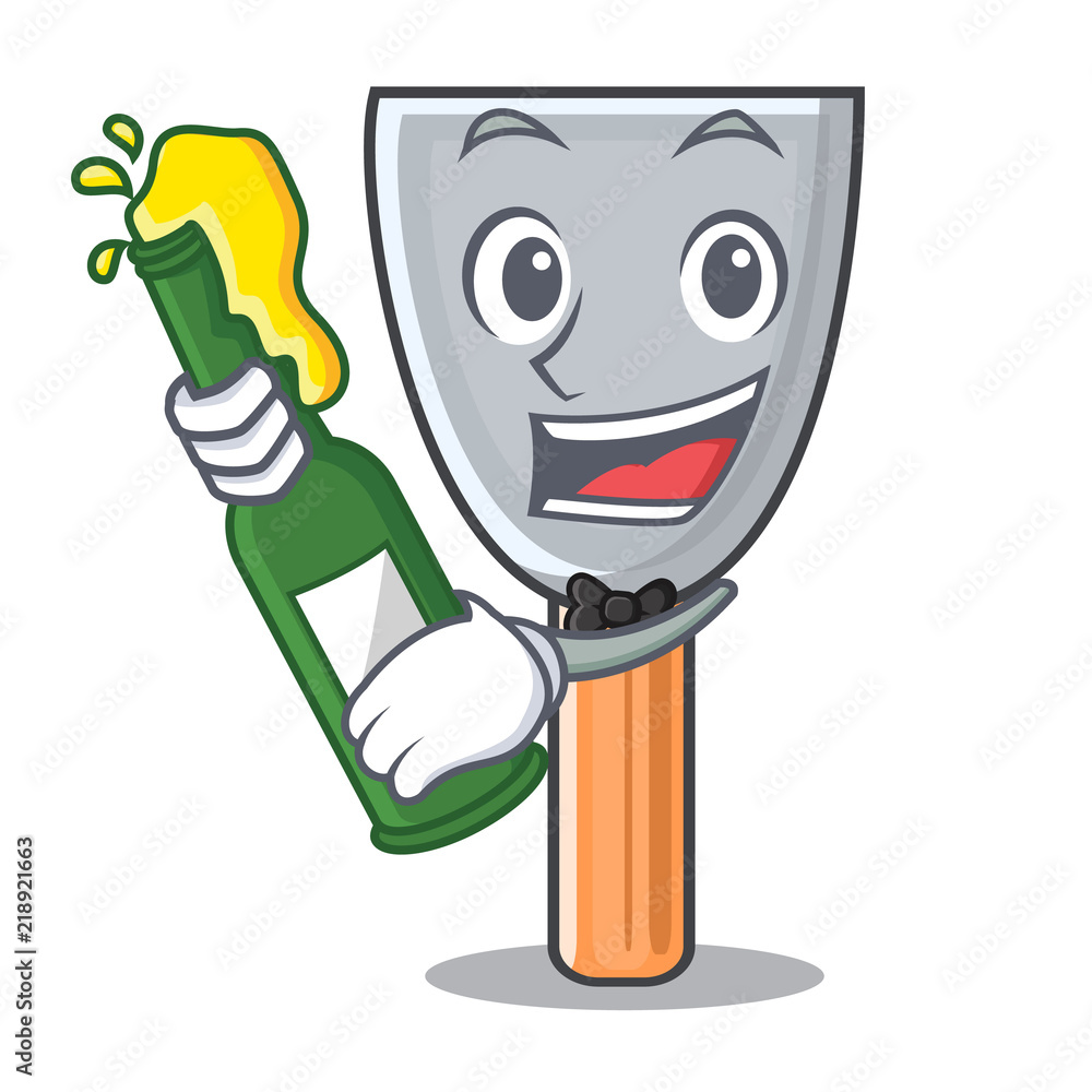 Poster With beer vintage putty knife on mascot