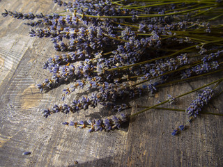 lavender on wood surface