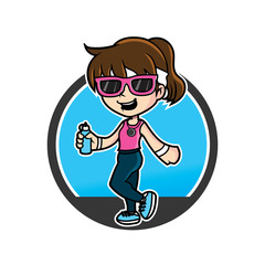 Fit cartoon girl in sport wear