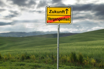 Future and Past, road sign, concept image   