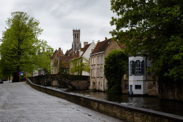 Cityscape of Flanders, BRUGES, Belgium BELGIUM - 30 April 2018. Water canal in Bruges.