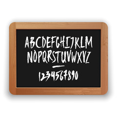 Obraz premium Vector Numbers and Uppercase Letters on a Blackboard