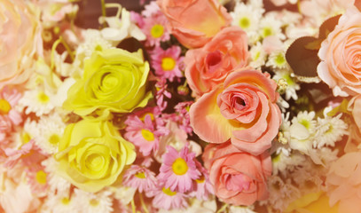 Bunch of Roses petal with soft light.