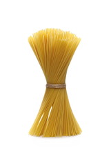 Spaghetti, yellow pasta isolated on white background 