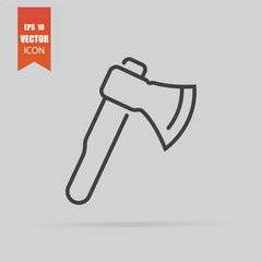 Hatchet icon in flat style isolated on grey background.