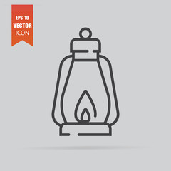 Lantern icon in flat style isolated on grey background.