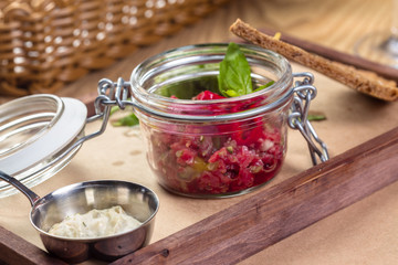 Steak Tartare with bread toasts