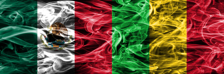 Mexico vs Mali smoke flags placed side by side. Mexican and Mali flag together