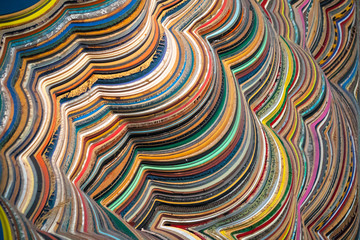 Abstract, colourful layered materials and textures