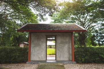 Gate of Green Lawn in Landscape Formal Garden