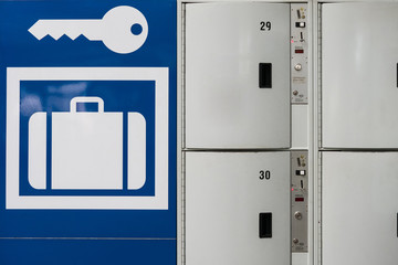 luggage locker cabinets or lockers at train station -