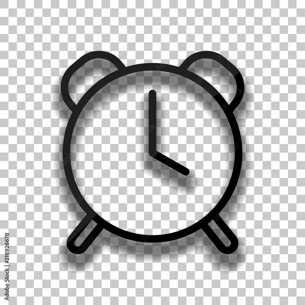 Poster old alarm clock, simple icon, linear symbol with thin outline. b