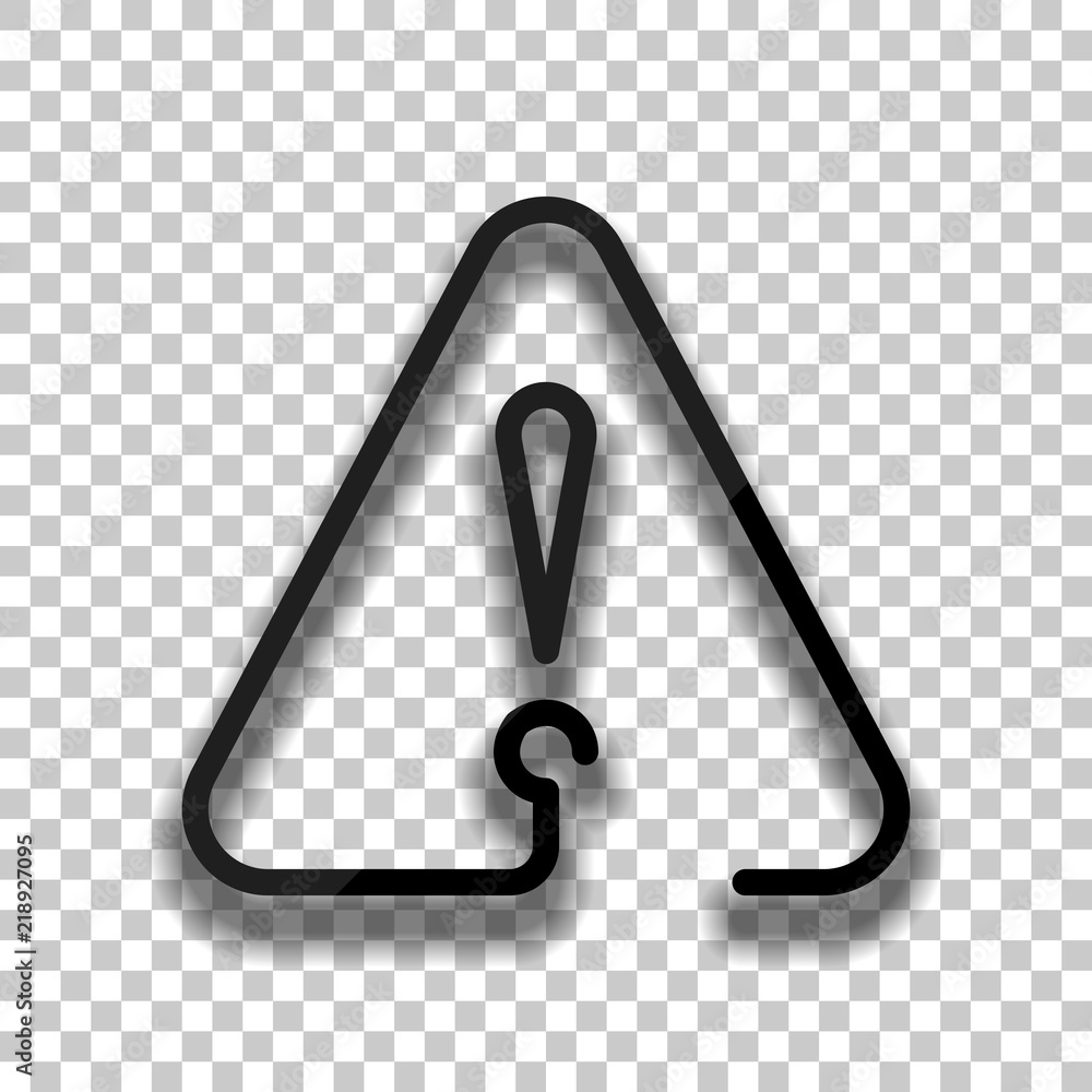 Aufkleber exclamation mark in warning triangle. linear symbol with thin ou