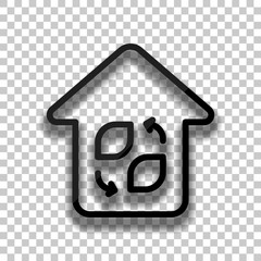 Eco house. Concept logo. Simple linear icon with thin outline. B
