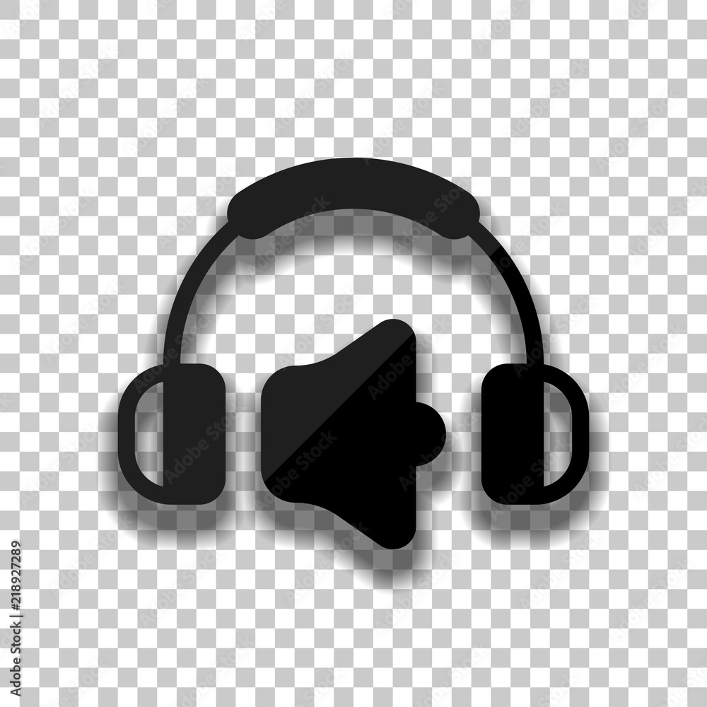 Poster headphones and volume level. max volume level. simple icon. blac