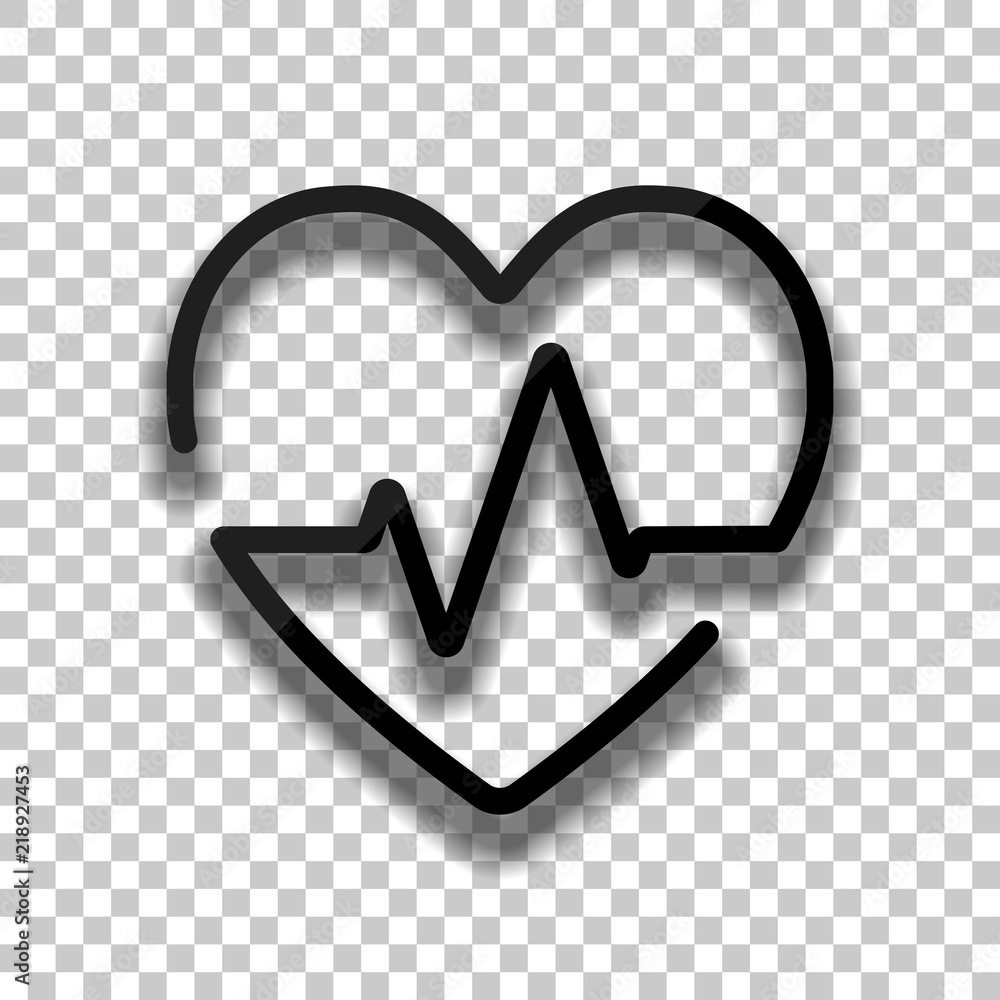 Poster heart and pulse line. one line style. linear icon with thin outl