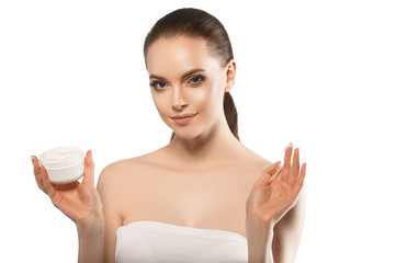Obraz na płótnie Canvas Beautiful skin healthy clean natural makeup woman face cosmetic concept