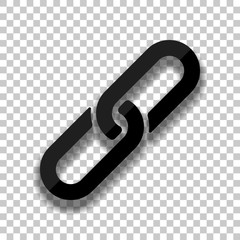 Link icon. Hyperlink chain symbol. Simple icon. Black glass icon
